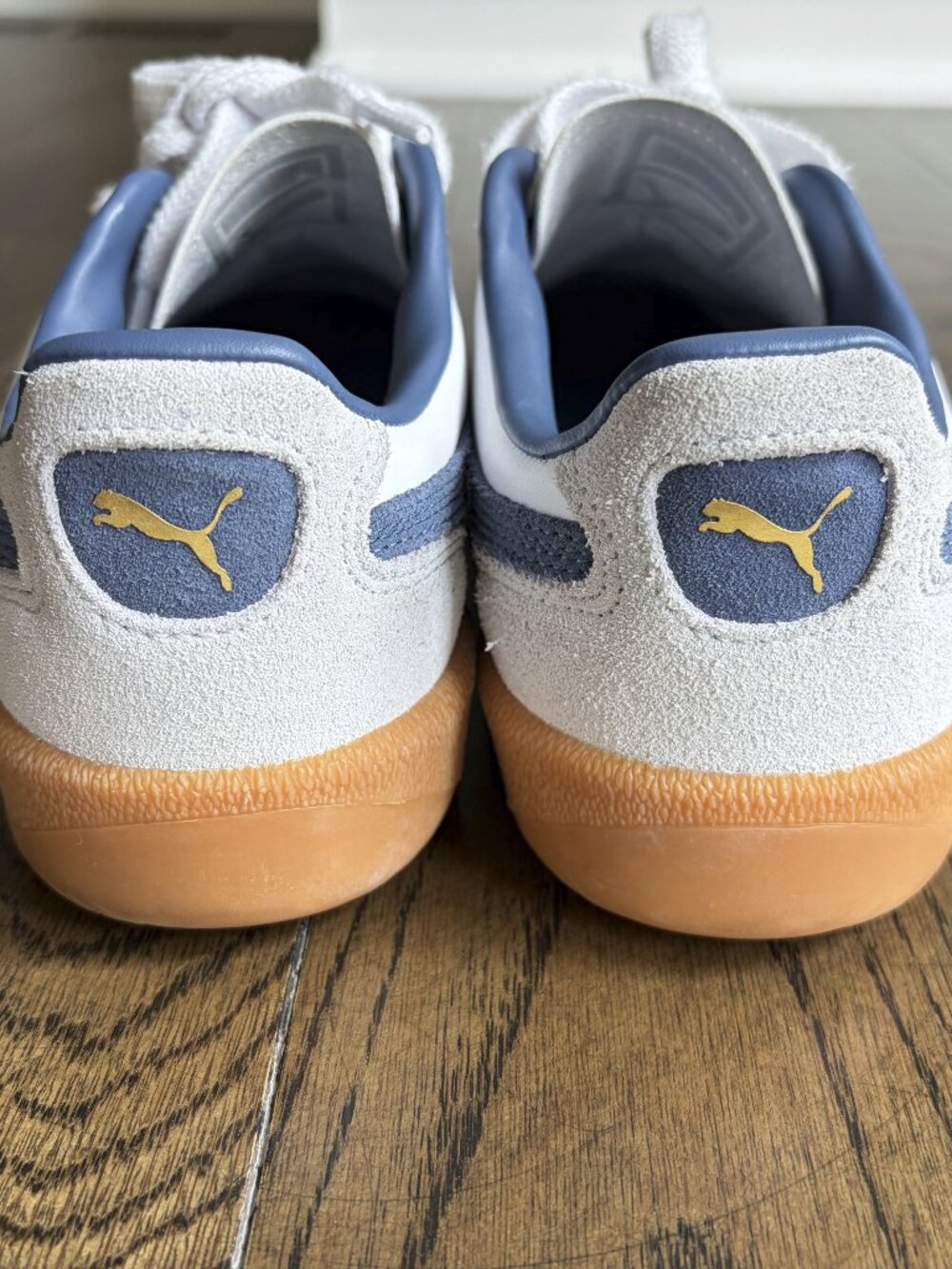 Puma Palermo White & Blue Suede-Trim Sneakers size 6 - Picture 7 of 7